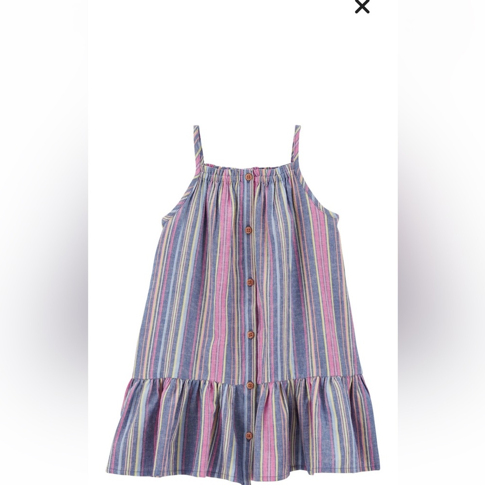 NWT Carter's Toddler Girl Striped Ruffle Button-Front Sundress Purple Size 3T